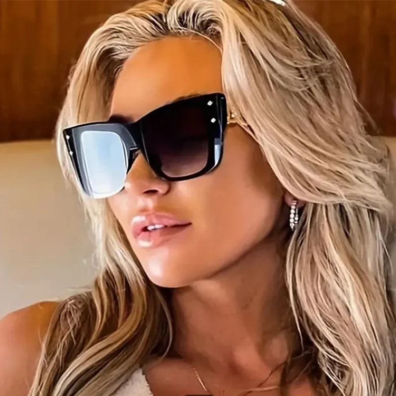 New Fashion Big Frame Cat Eye Sunglasses for Ladies – Street Style, UV400 Protection Driving Shades