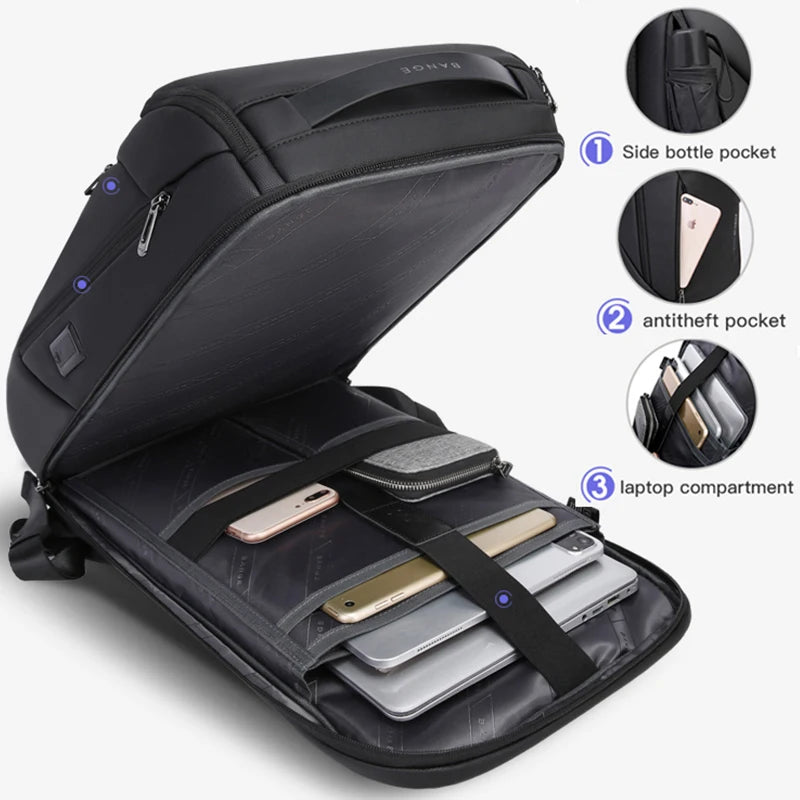 USB Charging Waterproof Laptop Backpack 17" – Travel & Business Bag for Men