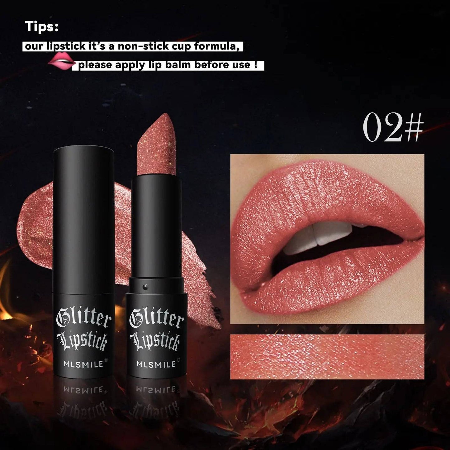 💎 7 Colors Glitter Lipstick – Waterproof Long-Lasting Diamond Pearlescent Metallic Lipstick