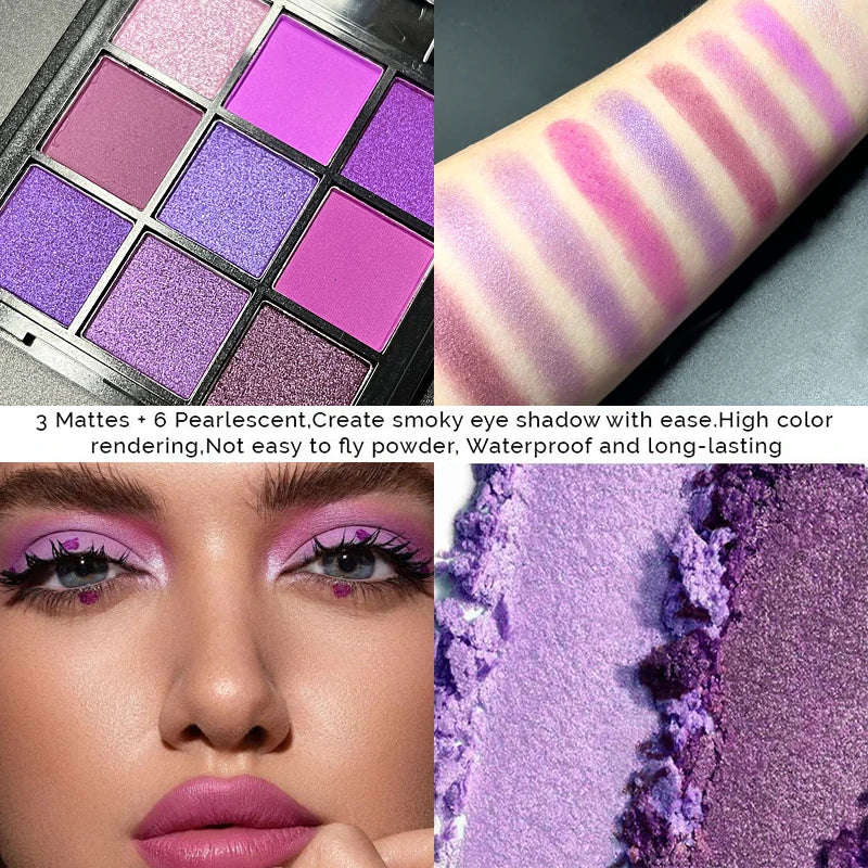 ✨ 9-Color Pearly Matte Eyeshadow Palette – Vibrant & Long-Lasting ✨