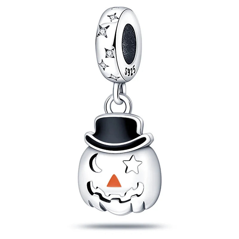 ✨ 925 Sterling Silver Halloween Charms – 🧙♀️ Witch, 💀 Skeleton, 👻 Ghost & 🎃 Pumpkin | Pandora-Style Bracelet Compatible