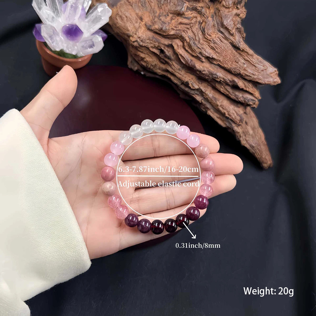 💖 Pink Amethyst Bracelet – Handmade Natural Stone Self-Love & Couple Gift