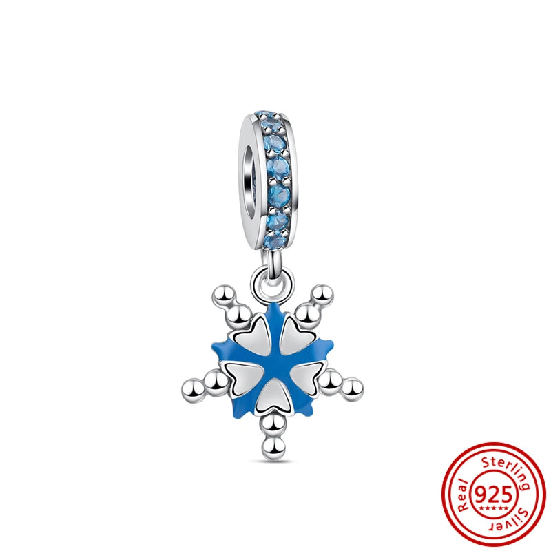 ✨ Winter Charms – ❄️ Snowflake, ⛄ Snowman, 🏠 Snowy House & 🎩 Hat | Pandora-Style Bracelet Compatible