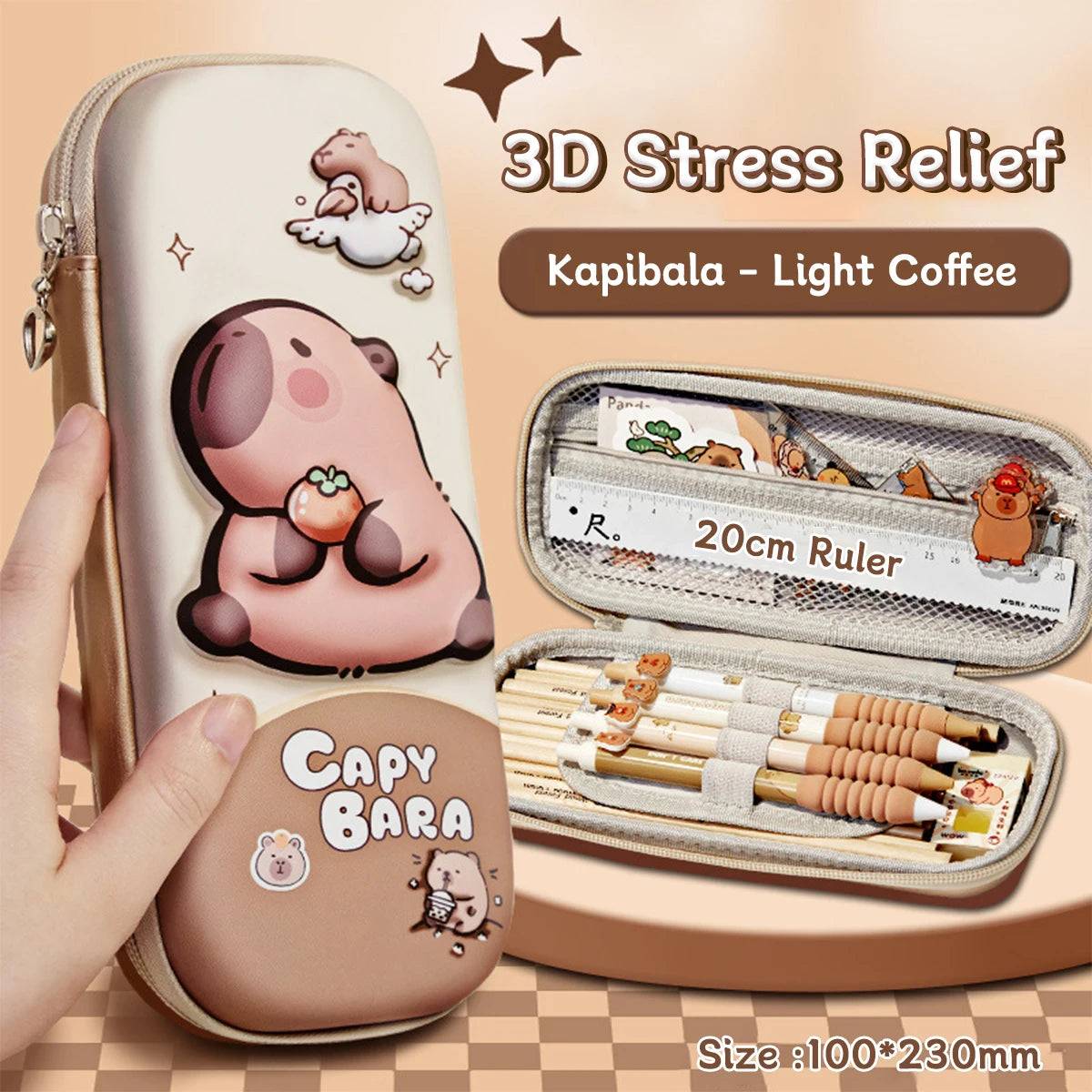 Kawaii Capybara 3D Pencil Case – Cute Large Capacity EVA Stationery Box