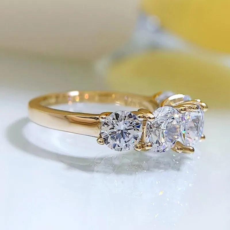 💍Moissanite 5-Stone Engagement Ring – 925 Sterling Silver, Platinum Plated