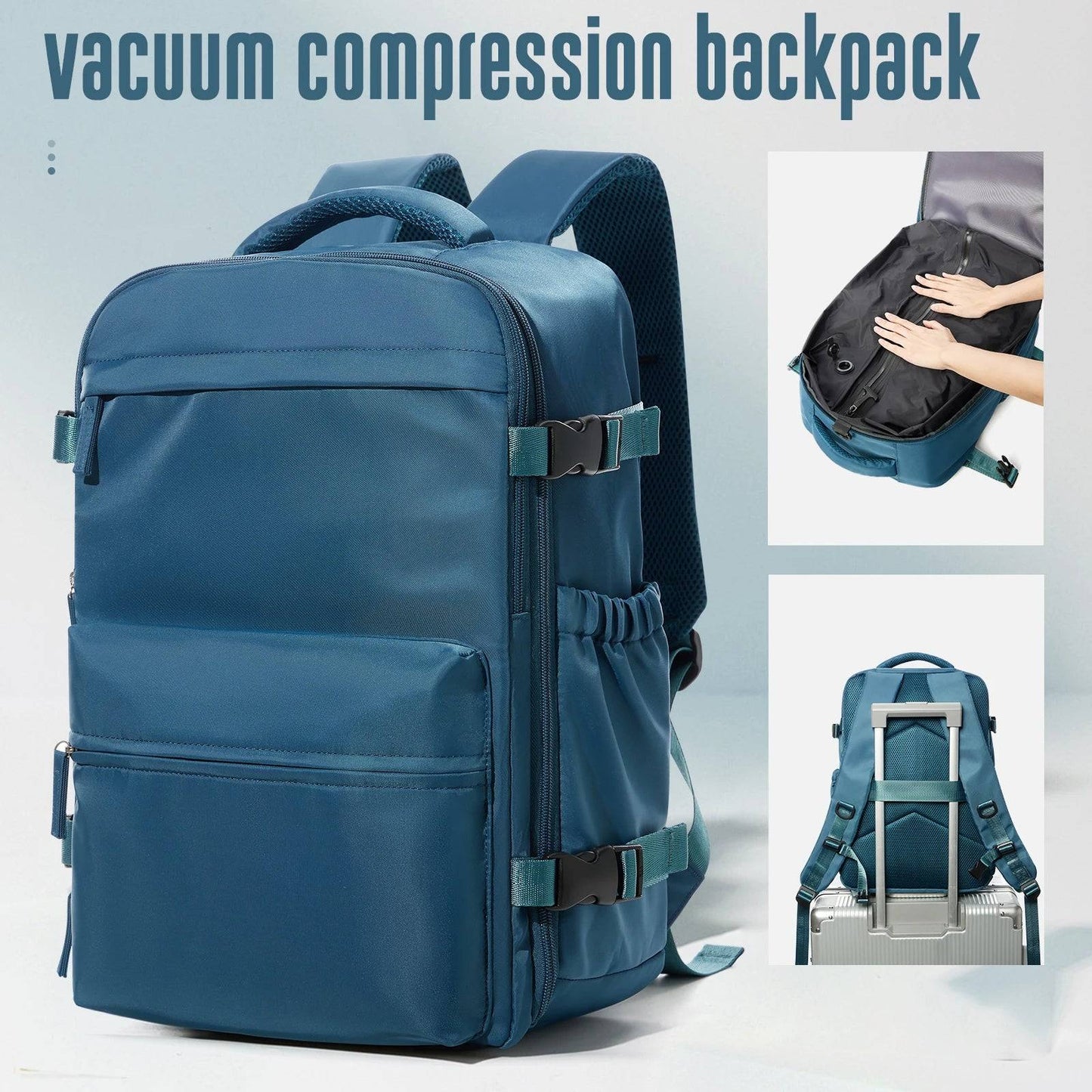 Vacuum Backpack Travel Bag – Large Capacity Expandable Business & School Laptop Backpack for Men & Wome