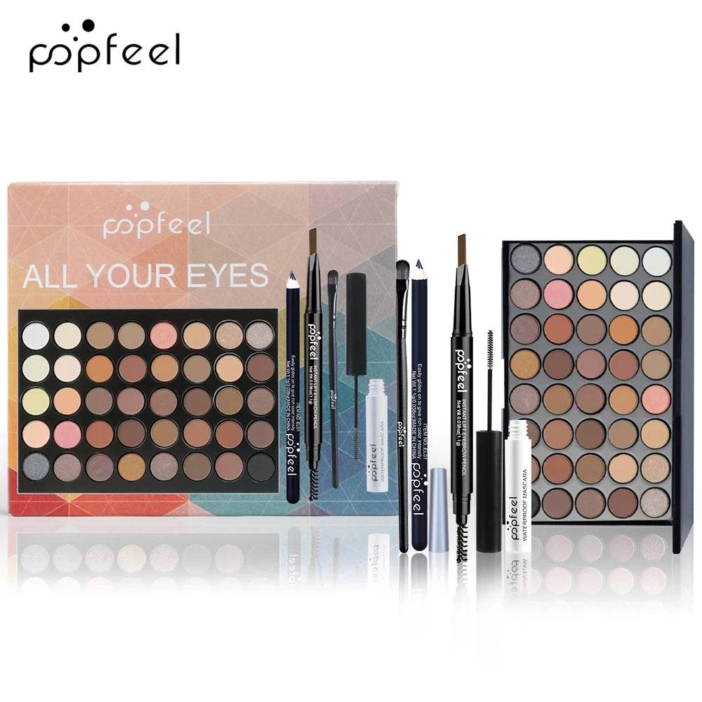 🌟 Complete Eye Makeup Set – Eyeshadow Palette, Eyeliner, Mascara & Eyebrow Pencil with Makeup Tools Box