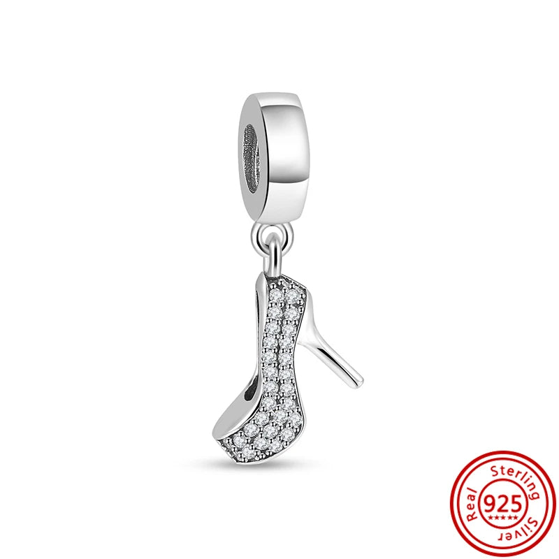 ✨ 925 Silver Sparkling Charms – ❄️ Snowflake, 🌿 Herbarium, 😇 Angel Wings & ❤️ Heart | Pandora-Style Bracelet Compatible