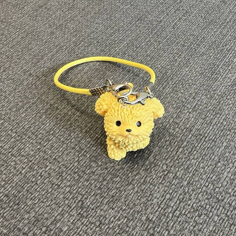 Mini Resin Flocking 3D Bichon Frise Dog Pendant Charm – for 15cm & 17cm Labubu Dolls