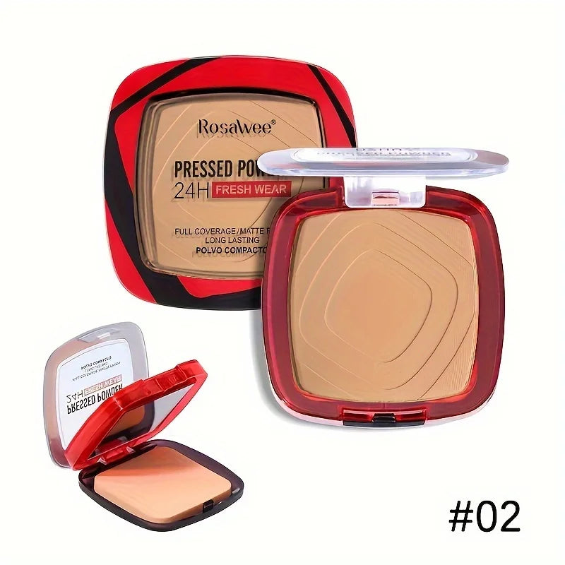 ✨ Matte Full Coverage Pressed Powder Foundation with Puff Applicator