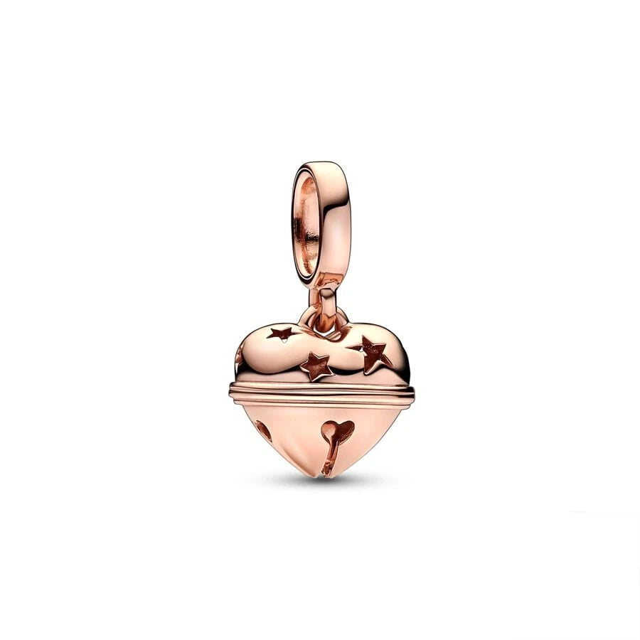 ✨ Rose Gold Plated Winter Charms – ❄️ Snowflake & 💖 Interlocking Hearts | Pandora-Style Bracelet Compatible