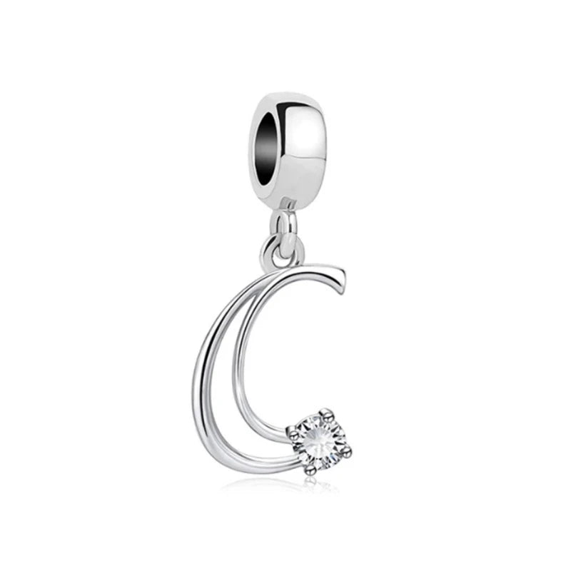 ✨ 925 Silver Alphabet Charms – 🔤 26 Letter Dangle Beads | Pandora-Style Bracelet Compatible