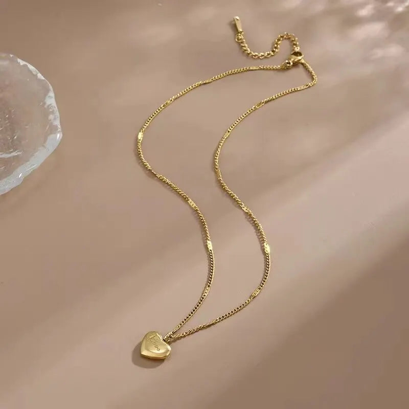 ✨ 1 goldene Pfirsichherz-Halskette – einfache, modische Schlüsselbeinkette mit Liebessymbol 💖