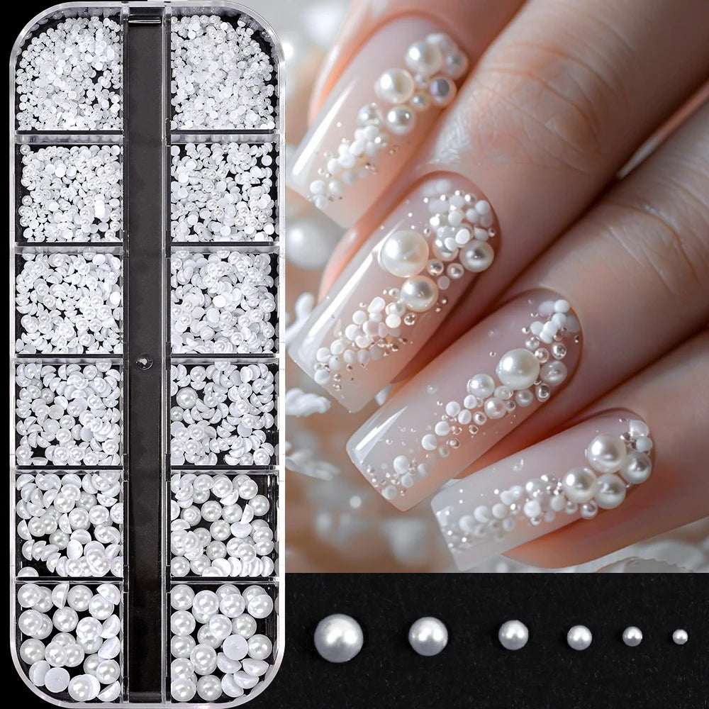 🌊✨ 12Grids Ocean Gold Nail Art Charms | Shell, Seahorse, Starfish & Pearl Gems 🐚🦄 Shop1103833347 Store