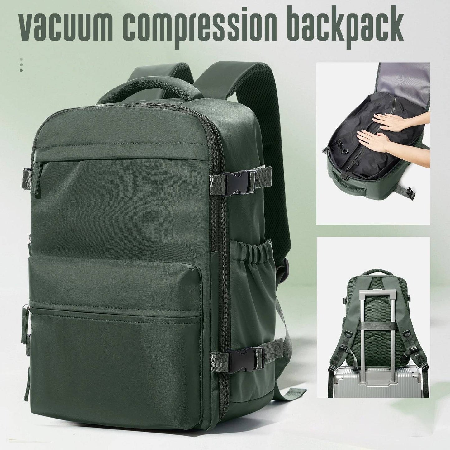 Vacuum Backpack Travel Bag – Large Capacity Expandable Business & School Laptop Backpack for Men & Wome