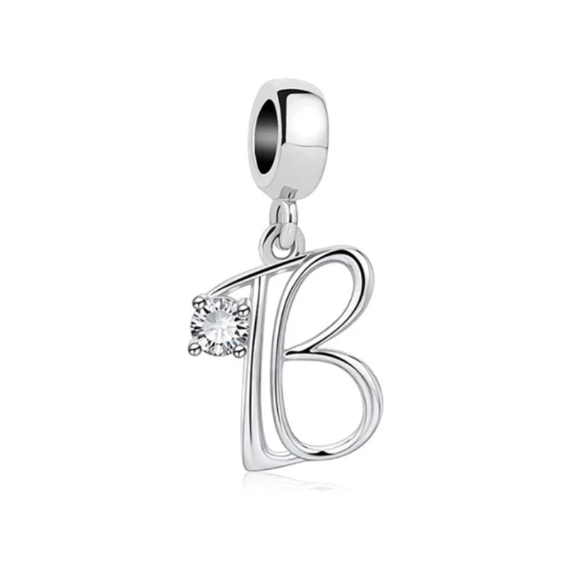 ✨ 925 Silver Alphabet Charms – 🔤 26 Letter Dangle Beads | Pandora-Style Bracelet Compatible
