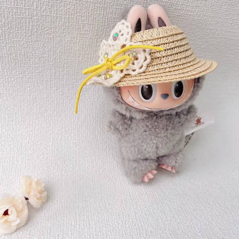 Labubu Summer Elegant Straw Hat – 15/17cm Hawaiian Doll Accessory