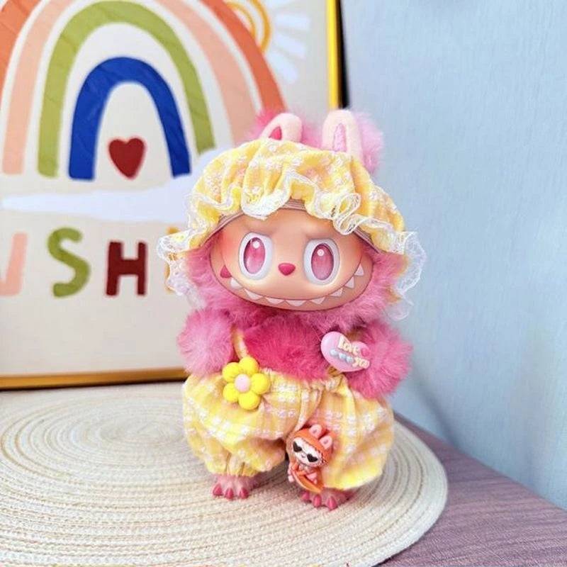 Labubu Summer Pajamas Set – 15/17cm V1 V2 V3 Doll Clothes with Hat