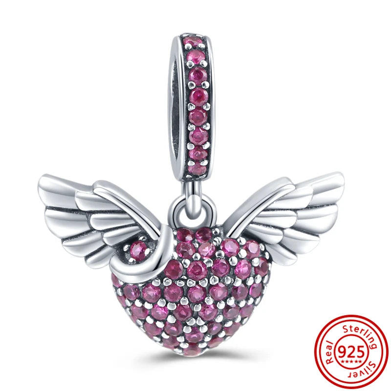 ✨ 925 Silver Purple Charms – ❤️ Heart-Shaped Stone & 🕷️ Spider | Pandora-Style Bracelet Compatible