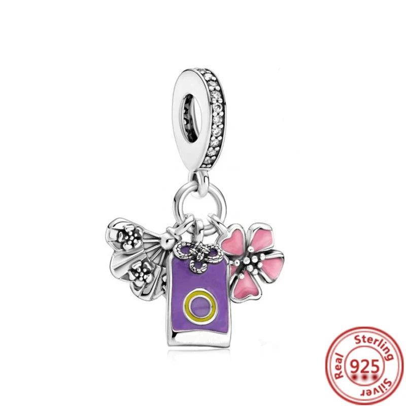 ✨ 925 Silver Winter Charms – ❄️ Snowflake, 🌸 Pansy Flower & 🦋 Blue Butterfly | Pandora-Style Bracelet Compatible