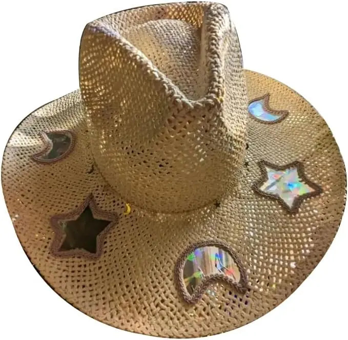 Prism Cowgirl Hat – UPF 50+ Sun Protection with Hand-Strung Prism Charms | Festival & Everyday Glam