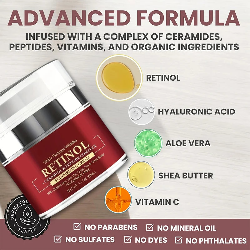 🌟 Advanced Anti-Aging Serum with Retinol, Peptides & Ceramides – Wrinkle Reducer & Deep Hydration
