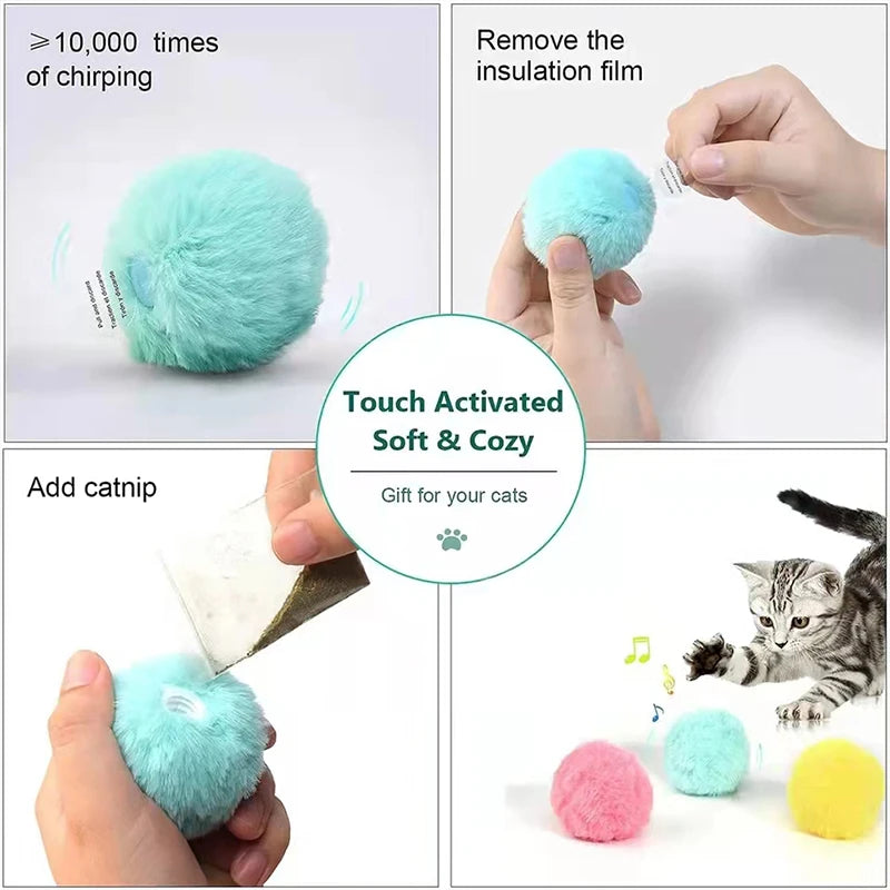 Interactive Plush Cat Toy Ball with Sound & Catnip – Smart Training Toy 5cm