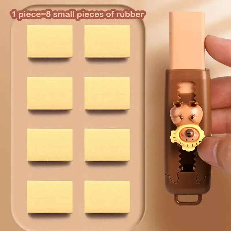 🖌️🧽🐾 Kawaii Push-Pull Capybara Eraser – Soft, Clean & Mess-Free School Supplies! Enjoyment Learning Stationery Store