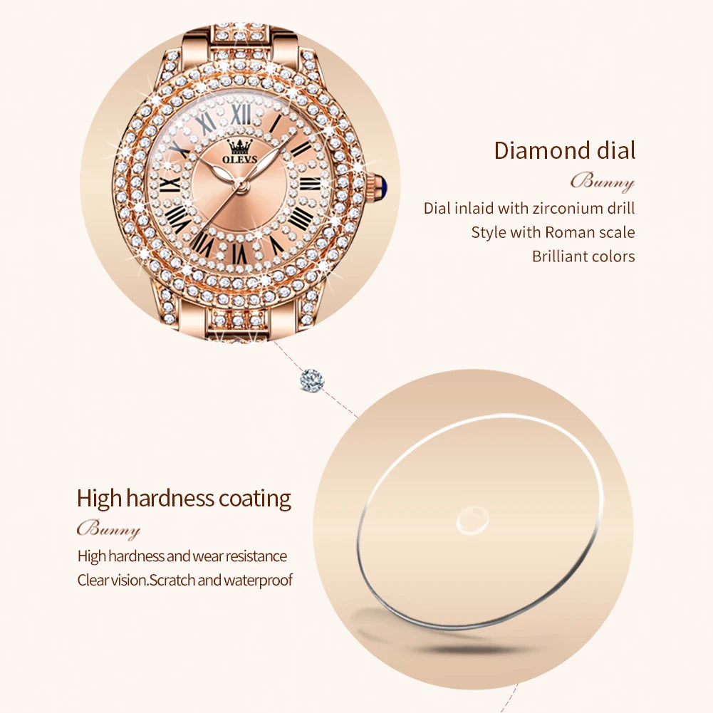 OLEVS Original Diamond Women's Watch – Elegant Waterproof Luxury Quartz Timepiece