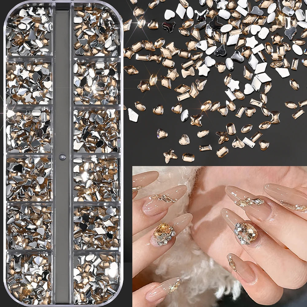 🌊✨ 12Grids Ocean Gold Nail Art Charms | Shell, Seahorse, Starfish & Pearl Gems 🐚🦄 Shop1103833347 Store