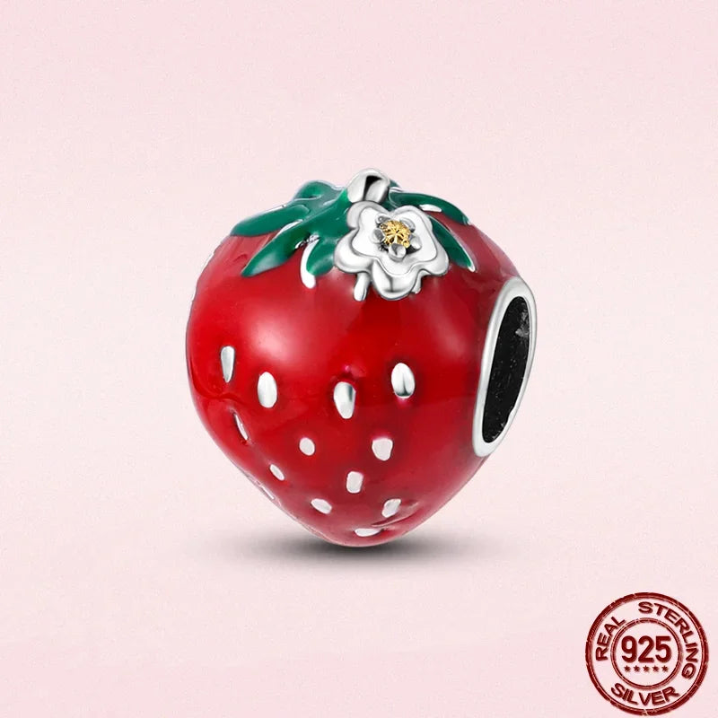 ✨ 925 Silver Halloween Charms – 💀 Skull, 🍎 Apple & 🍒 Cherry | Pandora-Style Bracelet Compatible