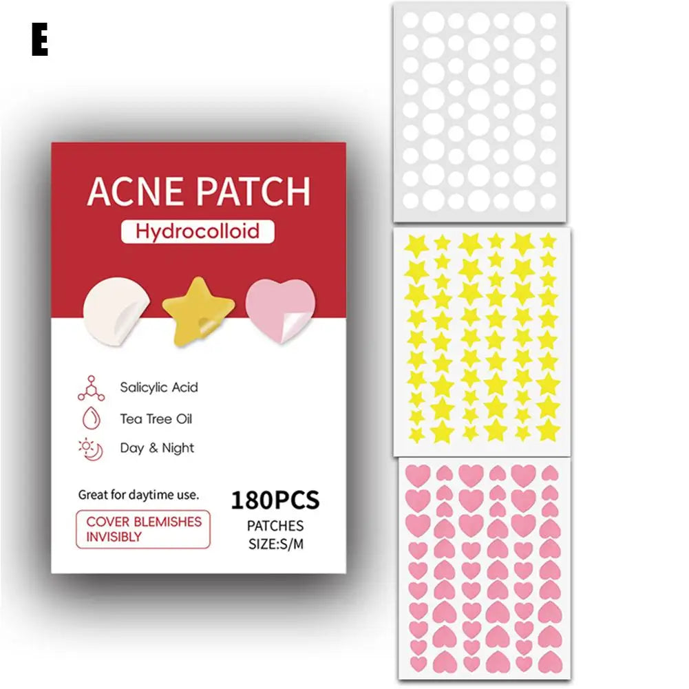 ✨ Acne Pimple Patches – 360pcs/180pcs, Circle, Star & Heart Shapes – Clear Skin Healing Patch