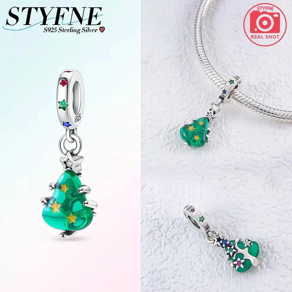 ✨ 925 Sterling Silver Christmas Charms – Tree, Hat, Love & Elk | Pandora-Style Bracelet Compatible