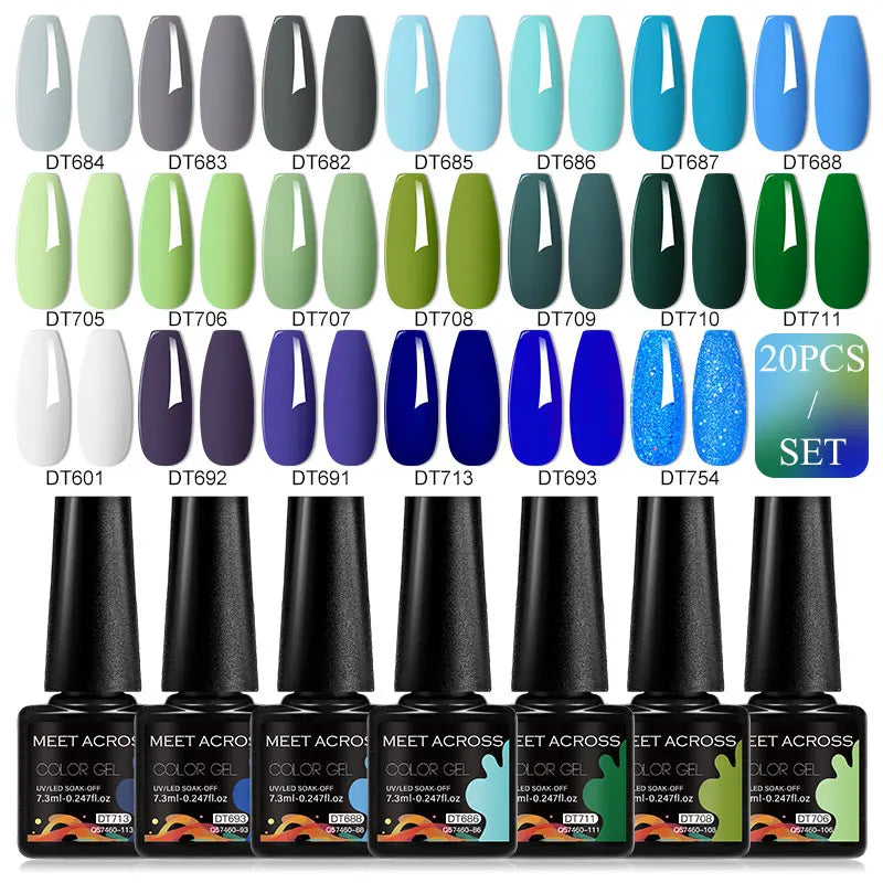 20-Piece HEMA-Free Gel Nail Polish Set – All-Season Long-Lasting UV/LED Soak-Off Kit for DIY Manicure & Nail Art