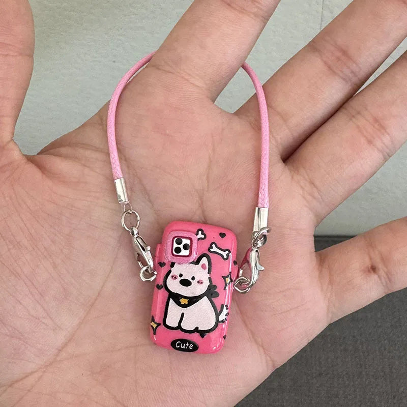 Mini Resin Flocking 3D Bichon Frise Dog Pendant Charm – for 15cm & 17cm Labubu Dolls