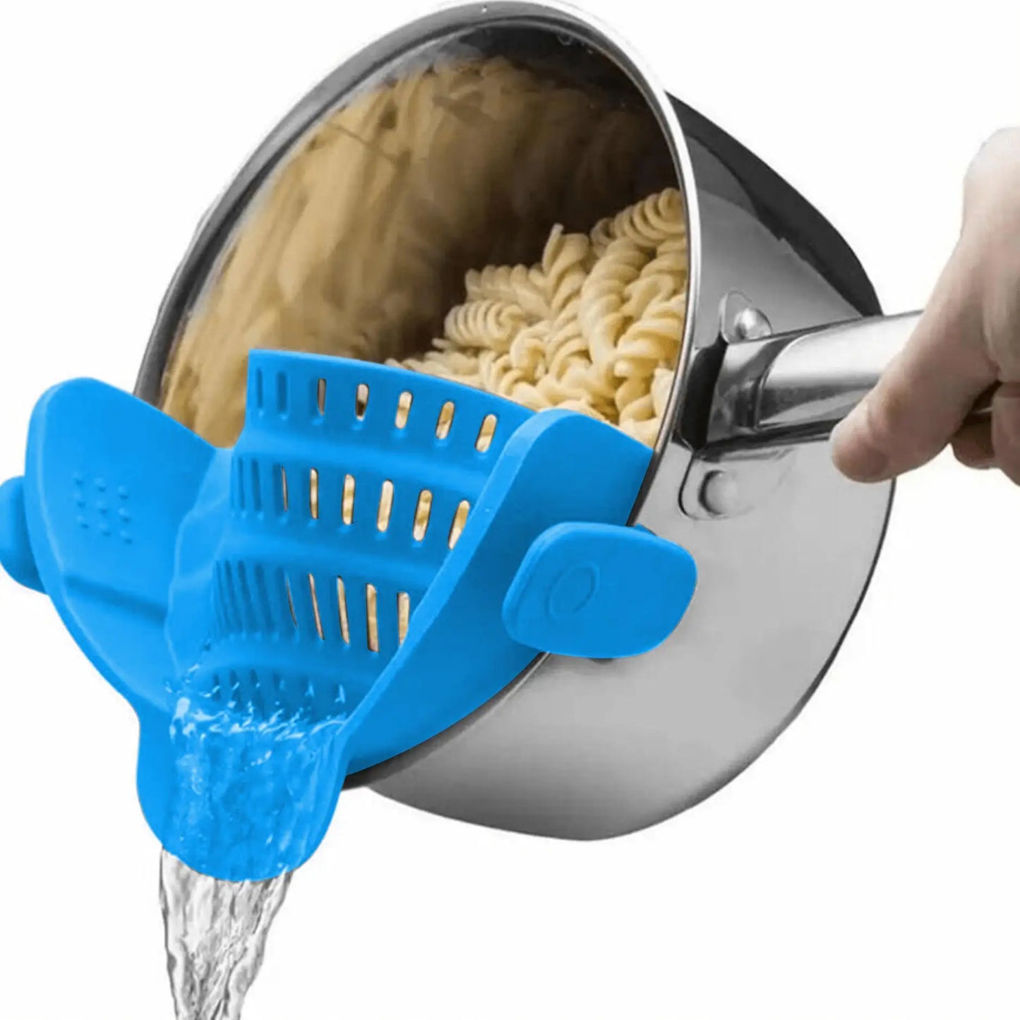ClipFlow™ Adjustable Pot Strainer – Universal Cookware Drainer