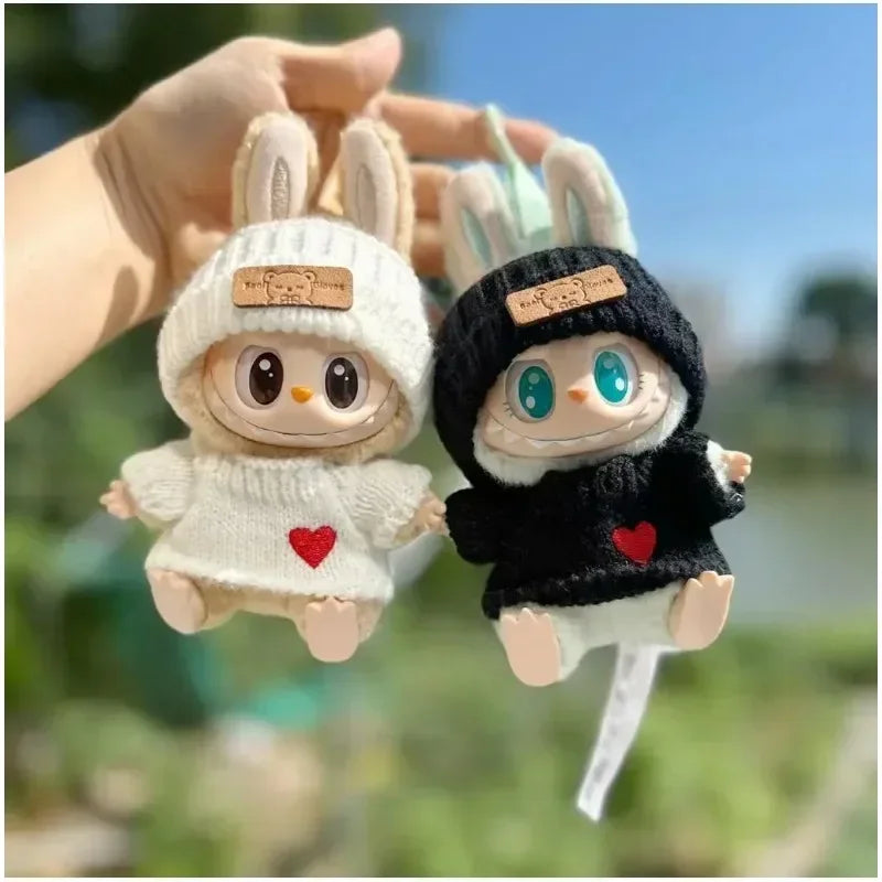 Labubu Bear Hat & Love Sweater Pendant Set – Cute Baby Doll Clothes