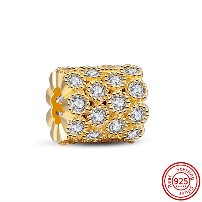 ✨ 925 Silver Gold-Plated Charms – ✨ Sparkling Dangle Beads | Pandora-Style Bracelet Compatible