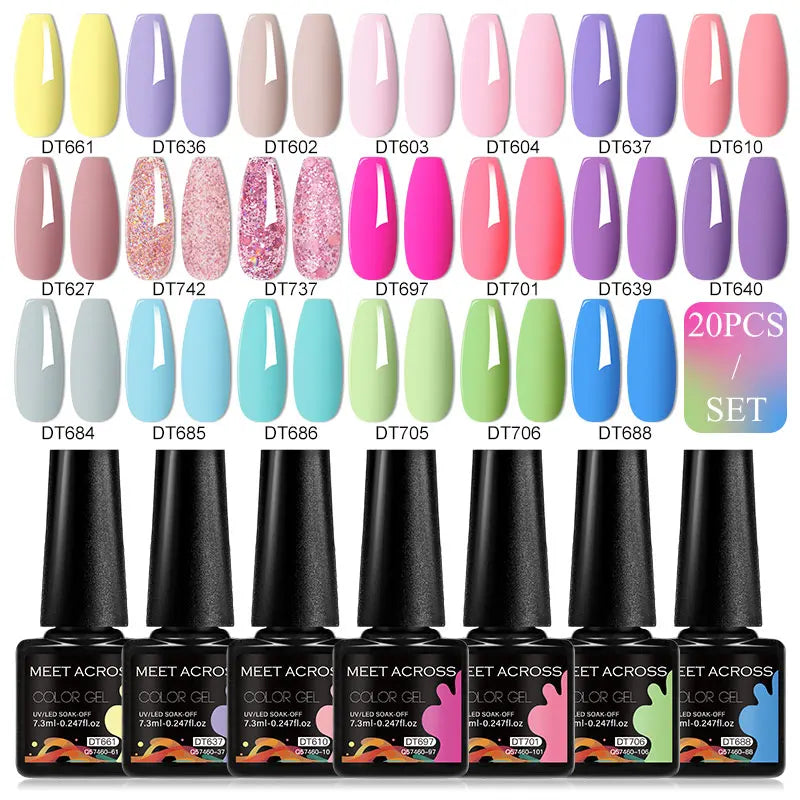 20-Piece HEMA-Free Gel Nail Polish Set – All-Season Long-Lasting UV/LED Soak-Off Kit for DIY Manicure & Nail Art