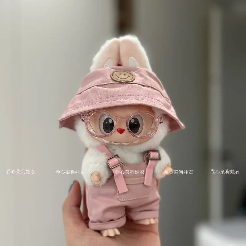 2025 Macaron Color Labubu Outfit – Strap Pants, Hat & Glasses Doll Accessories