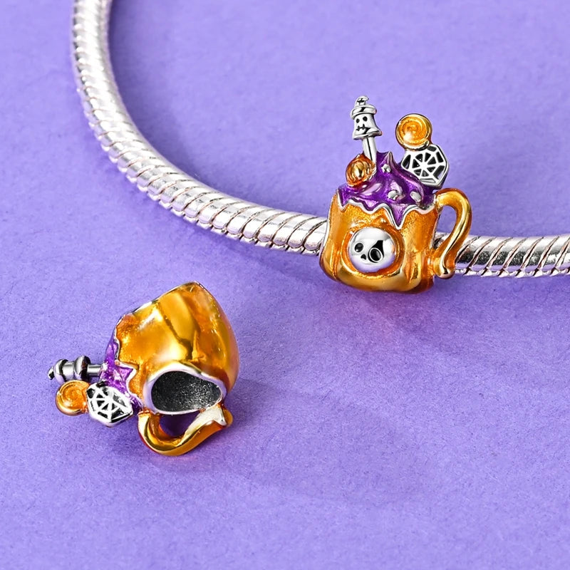 ✨ 925 Sterling Silver Halloween Charms – Witch, Pumpkin & Poison Elements | Pandora-Style Bracelet Compatible