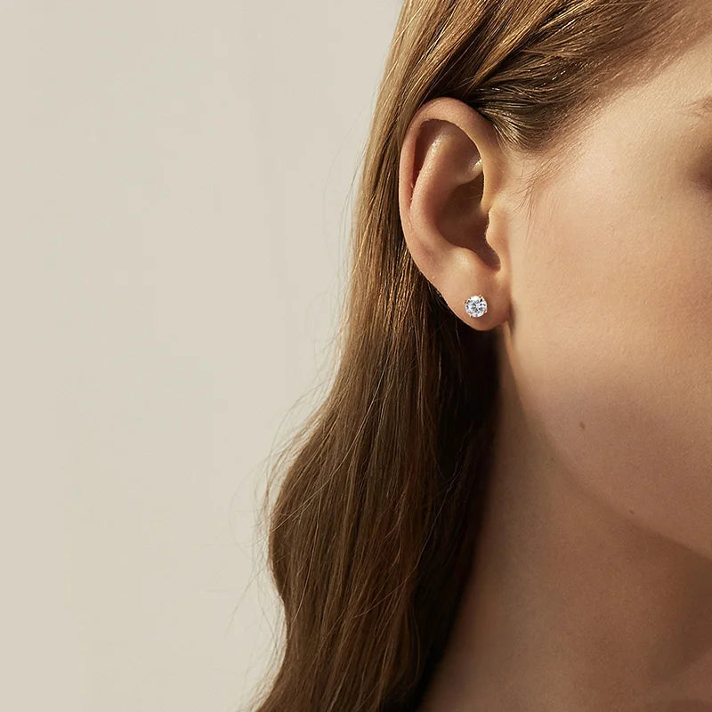 Rose Gold Moissanite Stud Earrings for Women