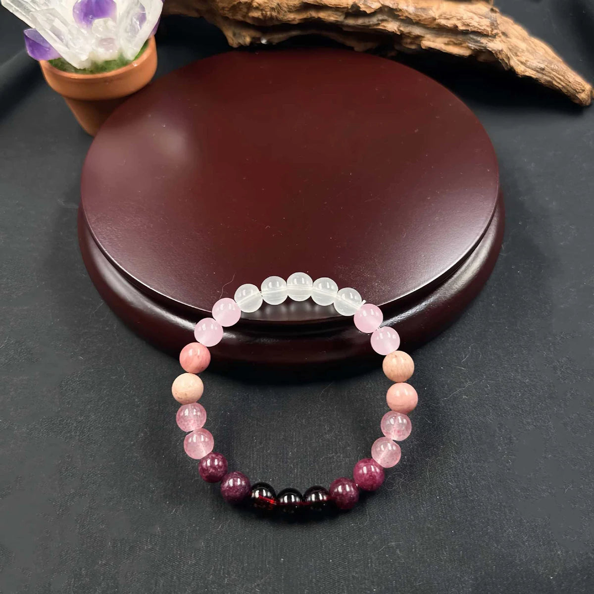 💖 Pink Amethyst Bracelet – Handmade Natural Stone Self-Love & Couple Gift