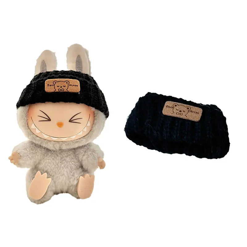 1Set Doll Clothes for 17cm Labubu Cotton Dolls – Sweater, Hat & Scarf Accessories