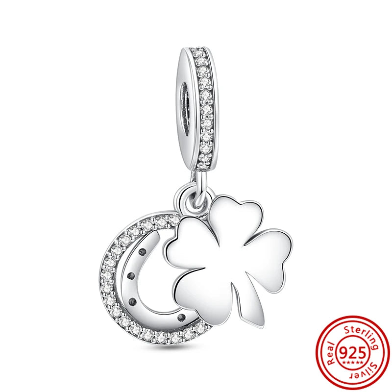 ✨ 925 Silver Sparkling Charms – ❄️ Snowflake, 🌿 Herbarium, 😇 Angel Wings & ❤️ Heart | Pandora-Style Bracelet Compatible