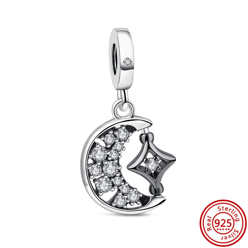 ✨ 925 Silver Sparkling Charms – ❄️ Snowflake, 🌿 Herbarium, 😇 Angel Wings & ❤️ Heart | Pandora-Style Bracelet Compatible