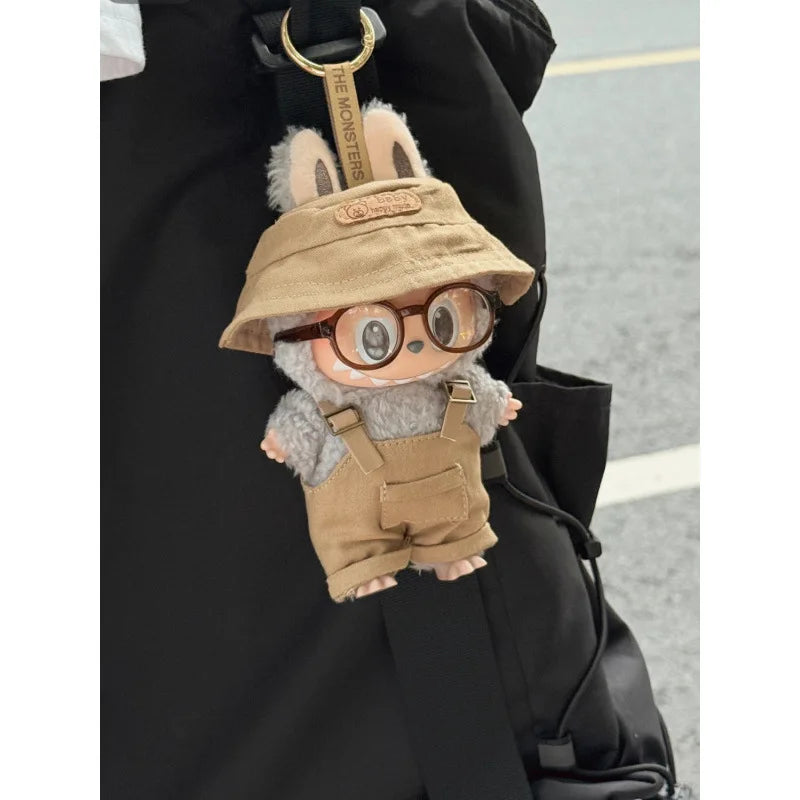 2025 Macaron Color Labubu Outfit – Strap Pants, Hat & Glasses Doll Accessories
