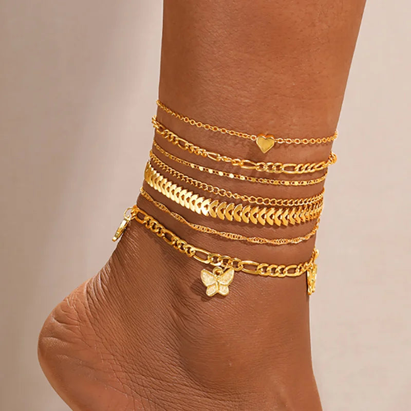 3pcs Retro Pearl Beads Anklet for Women