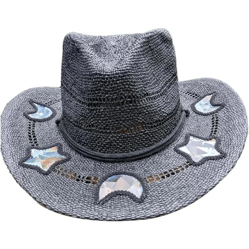 Prism Cowgirl Hat – UPF 50+ Sun Protection with Hand-Strung Prism Charms | Festival & Everyday Glam