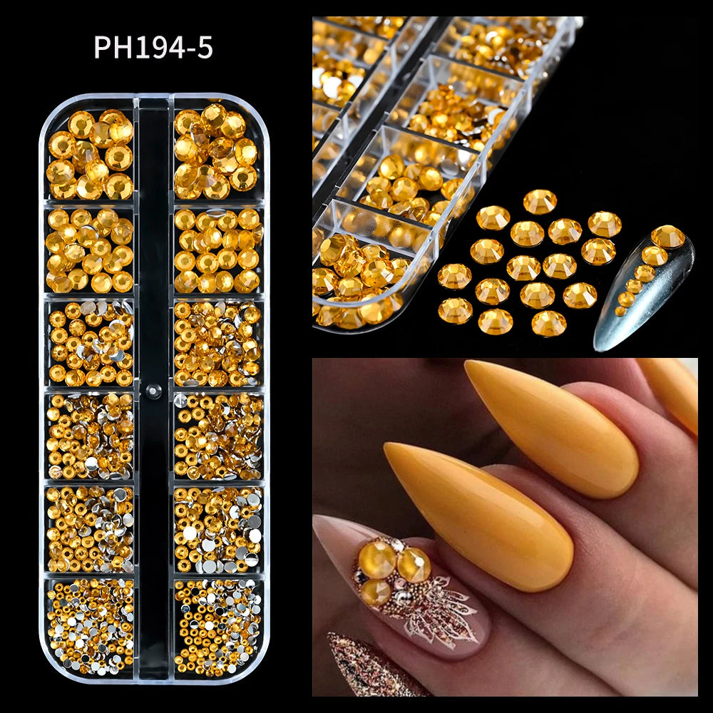 🌊✨ 12Grids Ocean Gold Nail Art Charms | Shell, Seahorse, Starfish & Pearl Gems 🐚🦄 Shop1103833347 Store